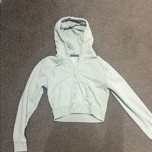 light green brandy melville crystal cropped jacket hoodie